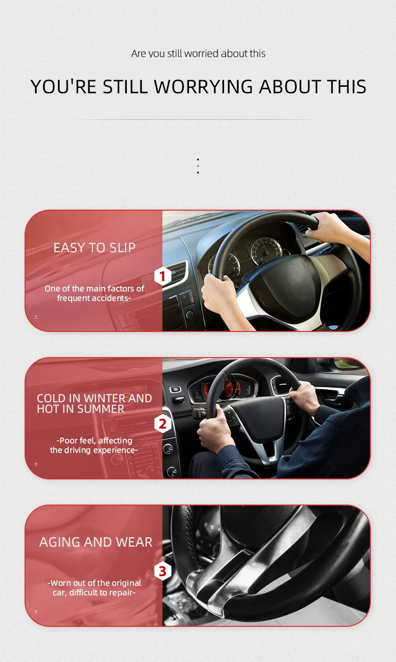 Universal Non-Slip Carbon Fiber Steering Wheel Cover – Anti-Skid Booster Grip for Cars (SP1) - Delicate Leather