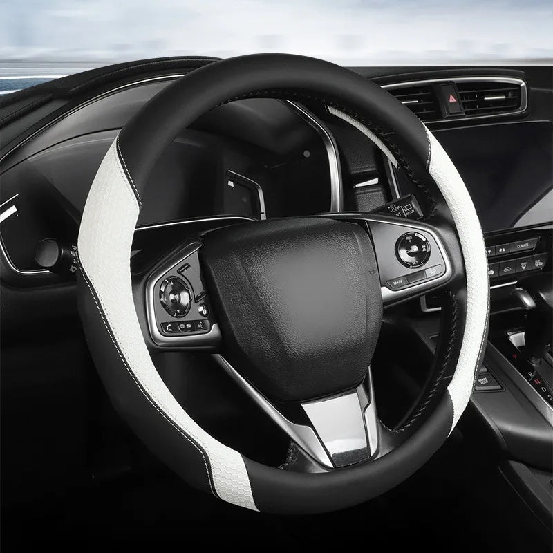 Nappa Leather Steering Wheel Cover – Anti-Slip Universal O/D Type Interior Accessory