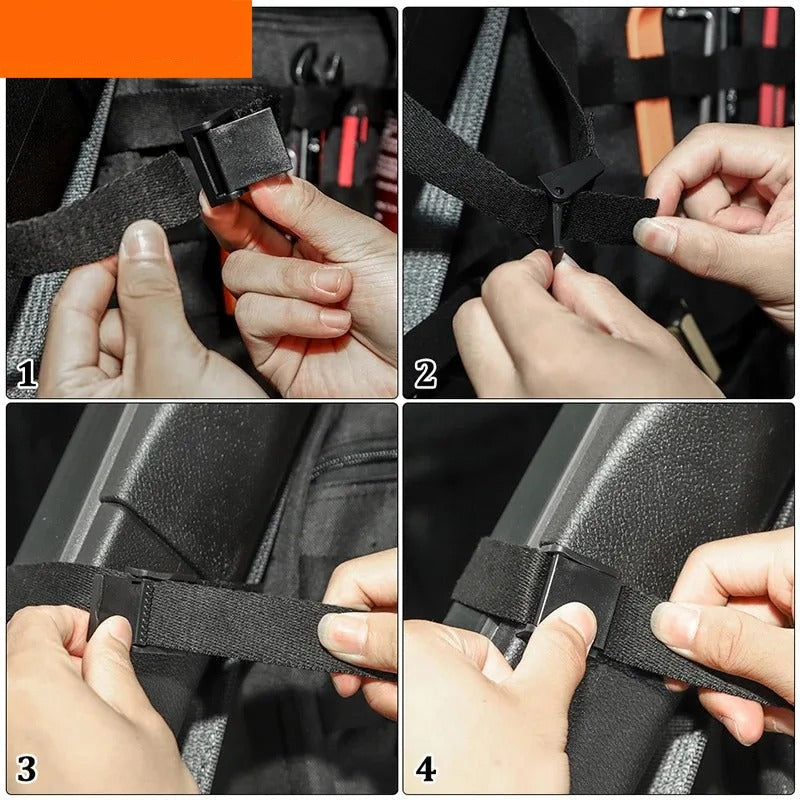 Car Trunk Side Storage Bag – Roll Bar Tool Organizer with Multi-Pocket Design