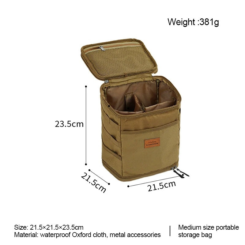 Camping Storage Bag Portable Oxford Cloth Large Capacity Gas Stove Canister Pot Carry Bag Storage Sack Picnic Basket Bag - Delicate Leather