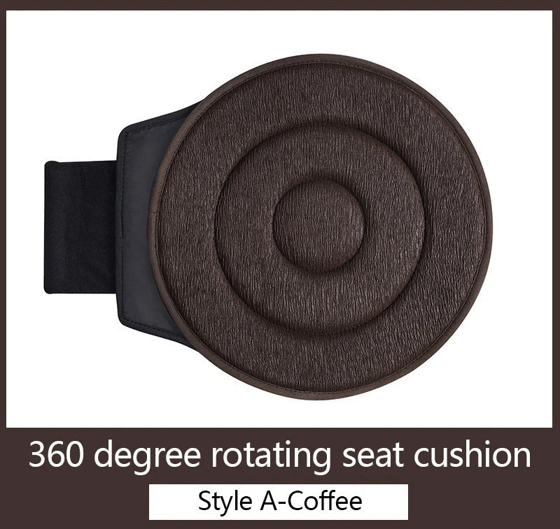 360° Rotating Seat Cushion – Swivel Pad for Cars, Office, and Home Chairs - Delicate Leather