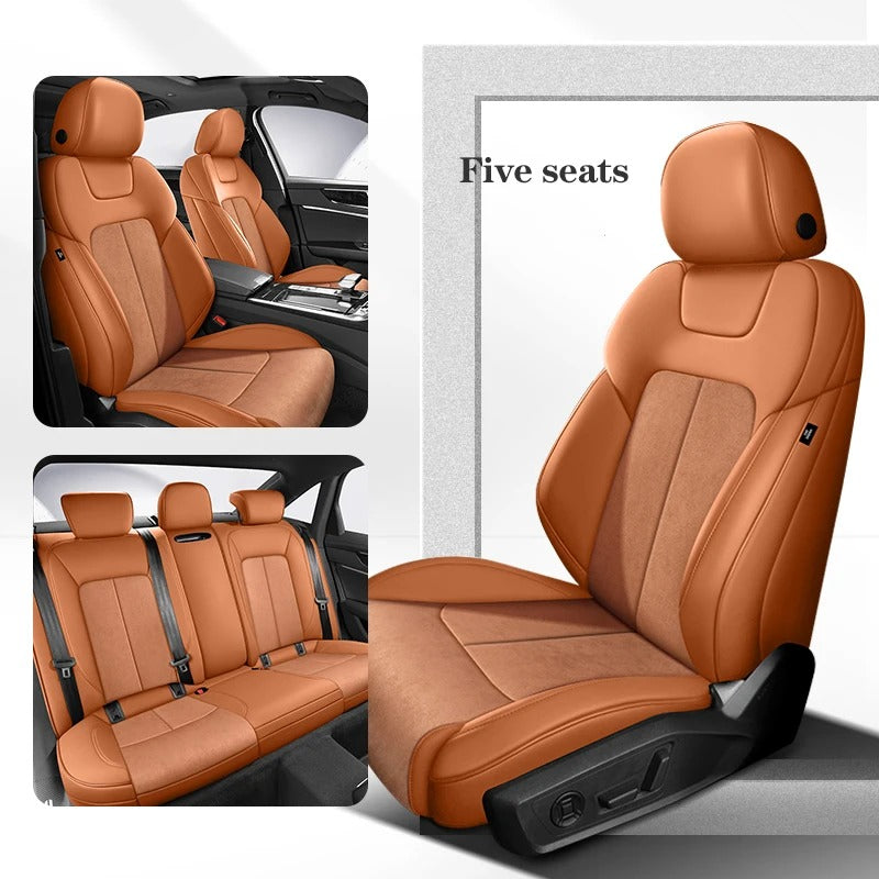 Custom Car Seat Cover Car Accessories Leather+Suede - Delicate Leather