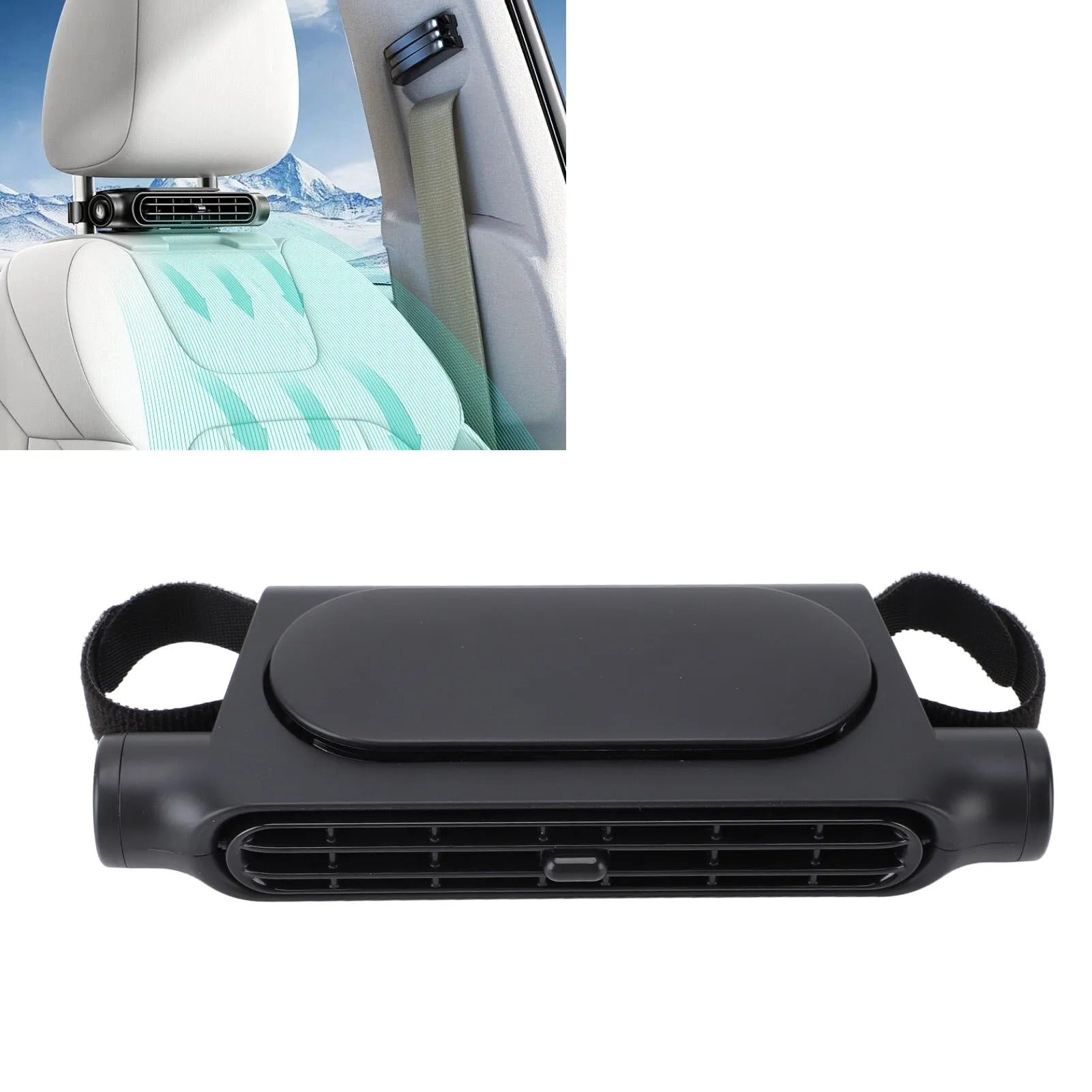 USB Bladeless Car Cooling Fan – Adjustable Speed, Low Noise, Seat Headrest Mount for Rear Seat Ventilation - Delicate Leather