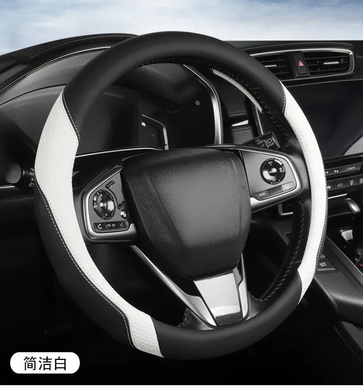 Nappa Leather Steering Wheel Cover – Anti-Slip Universal O/D Type Interior Accessory - Delicate Leather