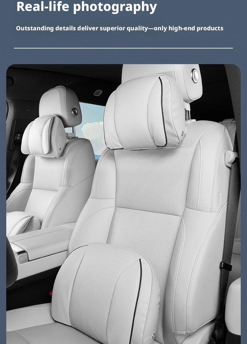 Car Headrest Neck Pillow – Memory Foam Seat Support Cushion Universal Interior Accessory - Delicate Leather
