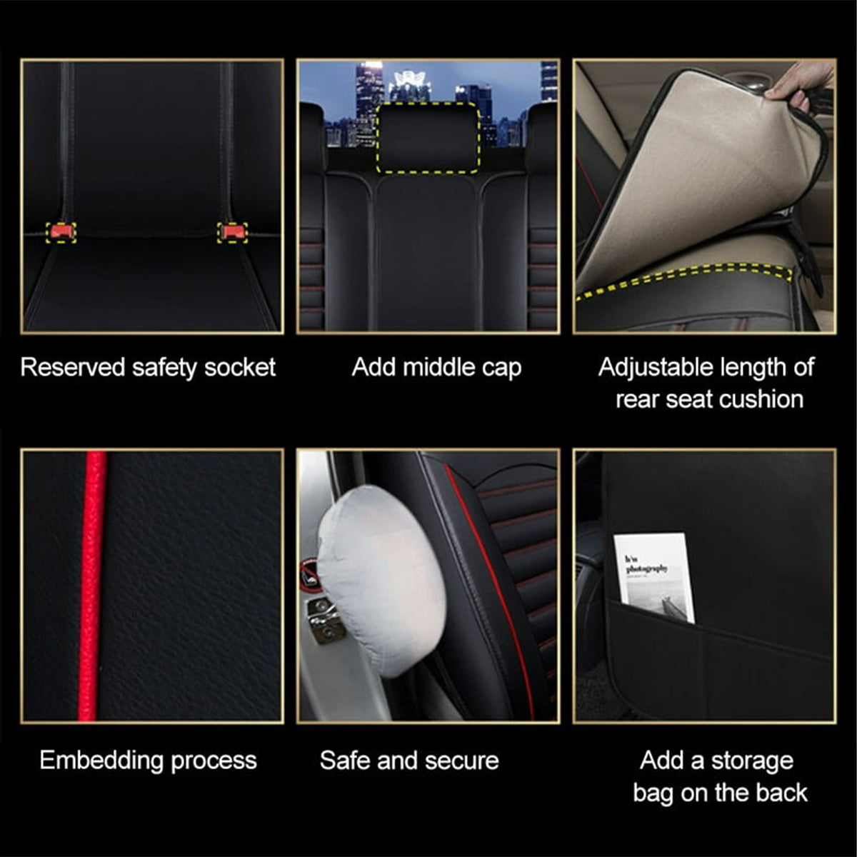 Full Set Car Seat Covers – Leather Front Split and Rear Bench Cushion for Complete Interior Protection 03 - Delicate Leather