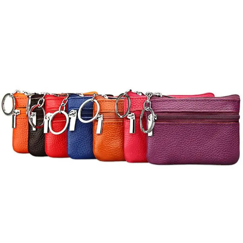 Single Zipper Purse, Genuine Leather, Female Male Birthday Gift Supplies, Small Change Bag for Outdoor Traveling Camping - Delicate Leather