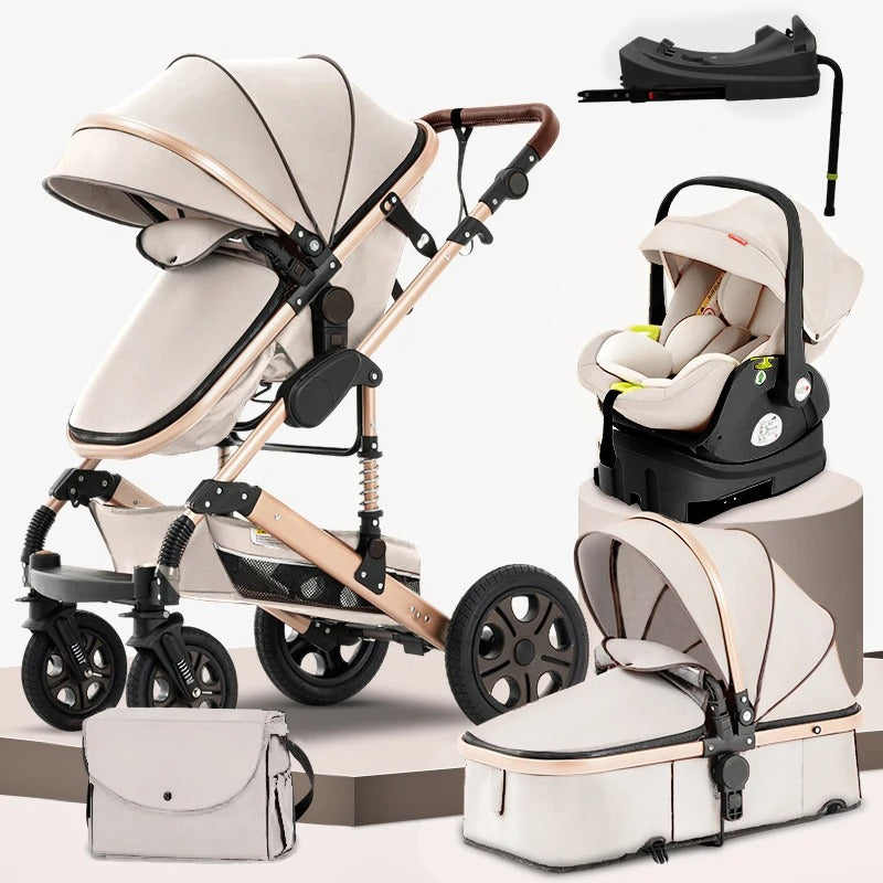 3-in-1 Baby Stroller Travel System with Isofix Base – Foldable, Reversible Pram & Newborn Carriage, Gift For Mother's Day