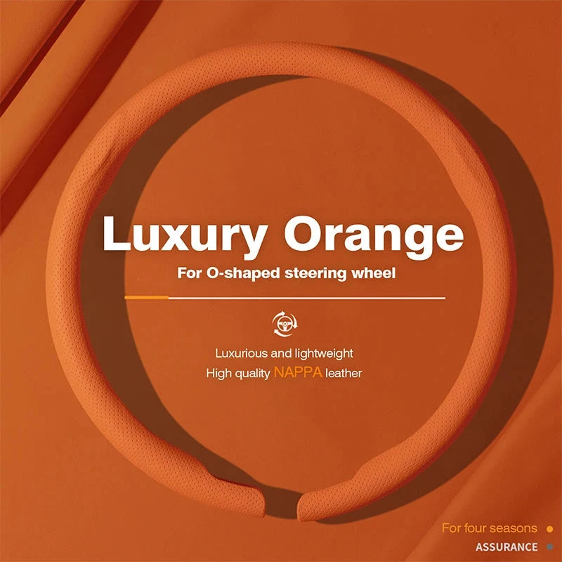 Ultra-Thin Nappa Leather Steering Wheel Cover – Breathable Non-Slip Protector - Delicate Leather