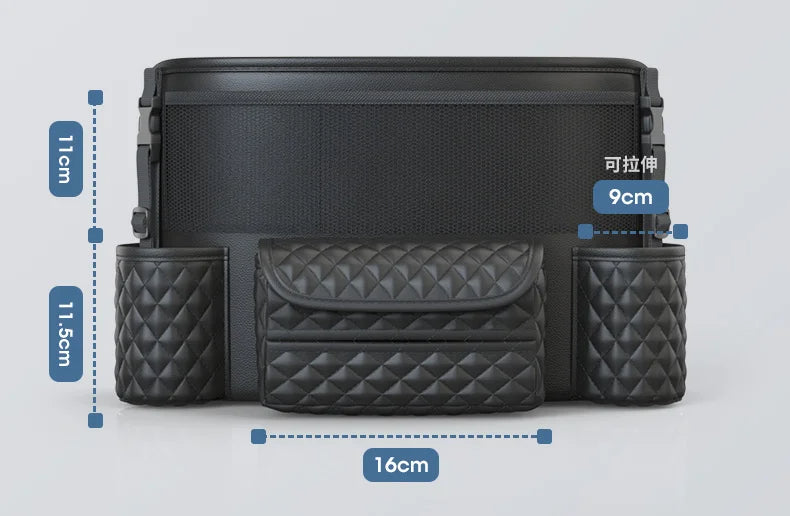 Leather Car Seat Middle Hanger Storage Bag Luxury Auto Handbag Holder Between Seats Tissue Water Cup Pockets Stowing Tidying - Delicate Leather