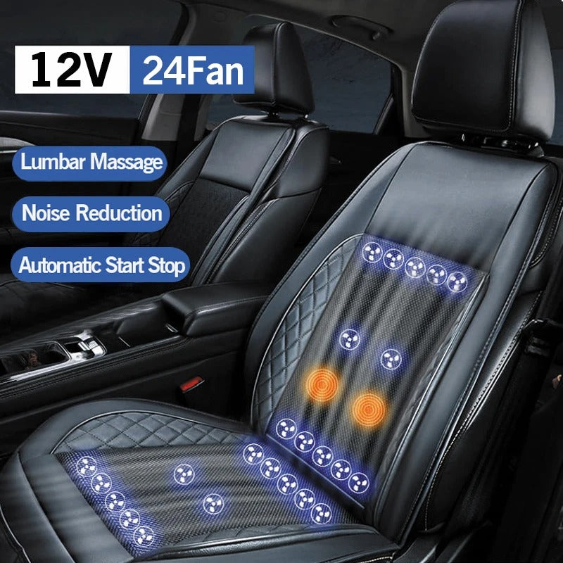 12V Car Cooling Seat Cushion with Built-in Fans – Ventilated Summer Seat Cover with Heat Dissipation and Massage Function - Delicate Leather