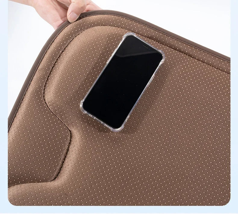 Delicate Leather Universal Car Seat Cushion with Lumbar Support – Ergonomic Leather Driver’s Seat Pad with Integrated Back Support - Delicate Leather