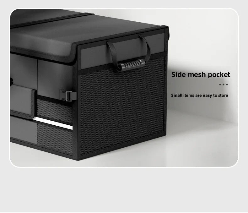 60L Foldable Car Trunk Organizer – Waterproof Large Capacity Storage Box for Travel & Outdoor Use - Delicate Leather