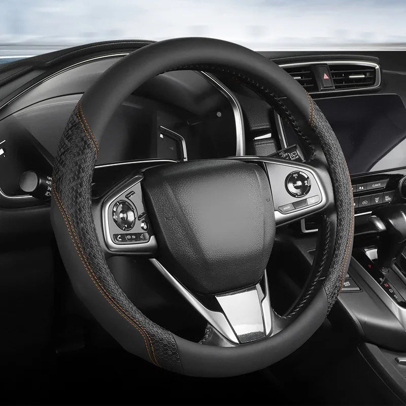 Nappa Leather Steering Wheel Cover – Anti-Slip Universal O/D Type Interior Accessory - Delicate Leather