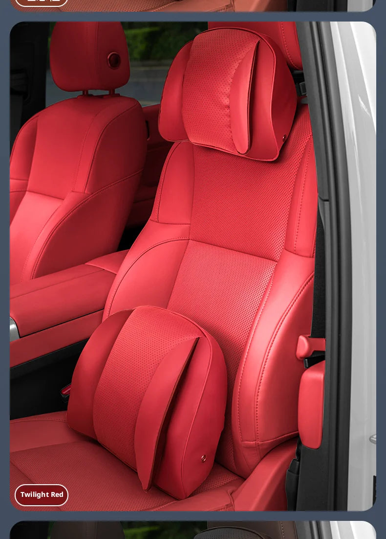Car Headrest Neck Pillow – Memory Foam Seat Support Cushion Universal Interior Accessory - Delicate Leather
