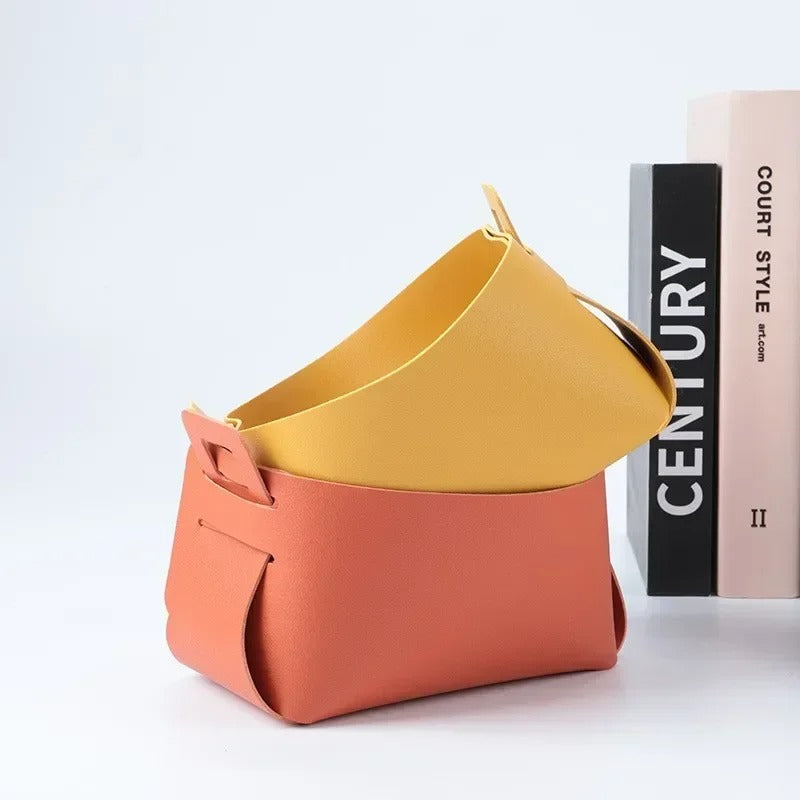 Desktop Large Storage Box - Leather Key Plate, Home Decoration Dice Plate, Key Wallet Coin PU Leather Folding Storage Box - Delicate Leather