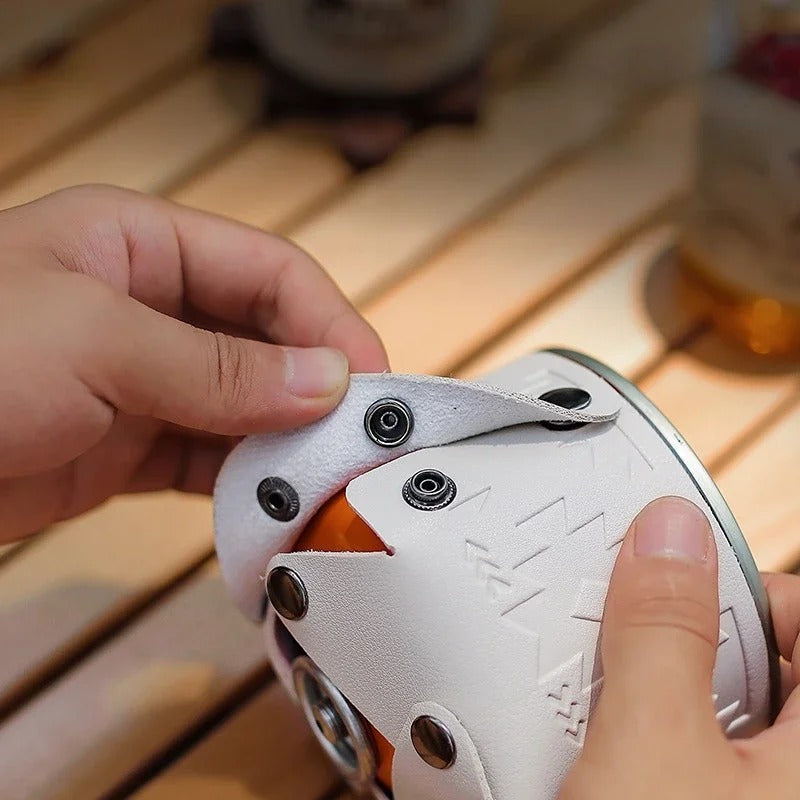 Flat Gas Tank Cover for Camping - Delicate Leather