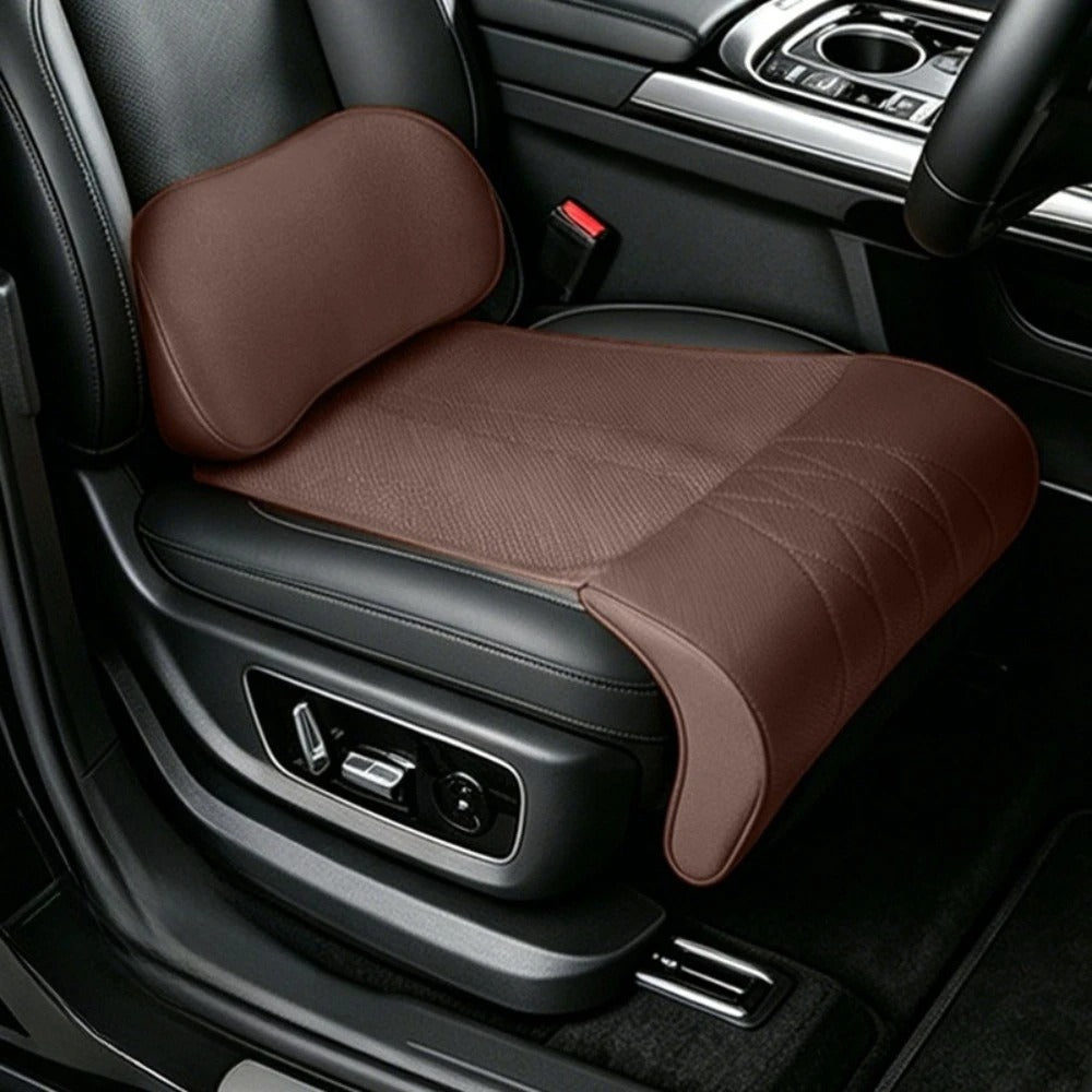 3-in-1 Universal Car Seat Cushion Set – Backrest, Seat Cushion & Leg Support - Delicate Leather