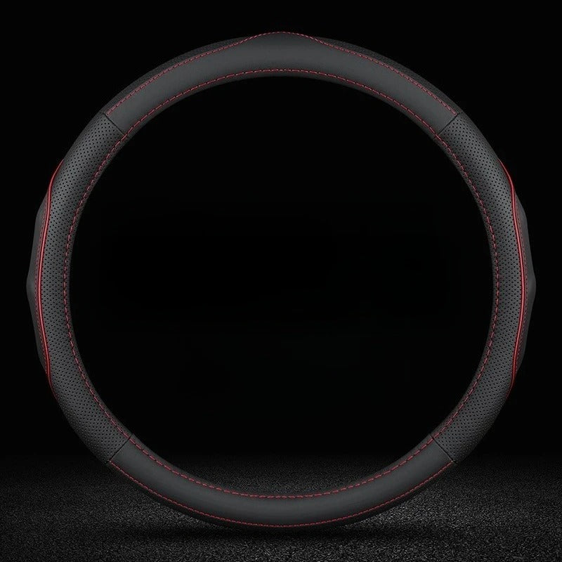 Genuine Leather Steering Wheel Cover – Anti-Slip Universal 38cm Interior Accessory - Delicate Leather