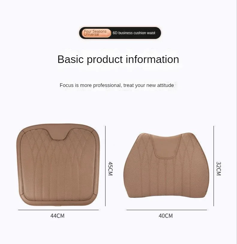 Delicate Leather Universal Car Seat Cushion with Lumbar Support – Ergonomic Leather Driver’s Seat Pad with Integrated Back Support - Delicate Leather