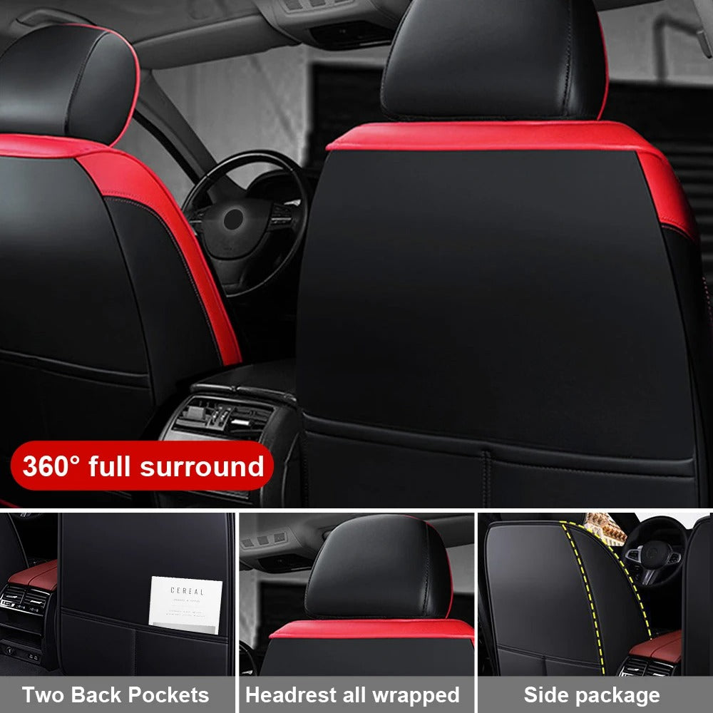 5-Seat Universal PU Leather Car Seat Covers – Full Set Front & Rear Cushions for Sedans, SUVs, Pickup Trucks