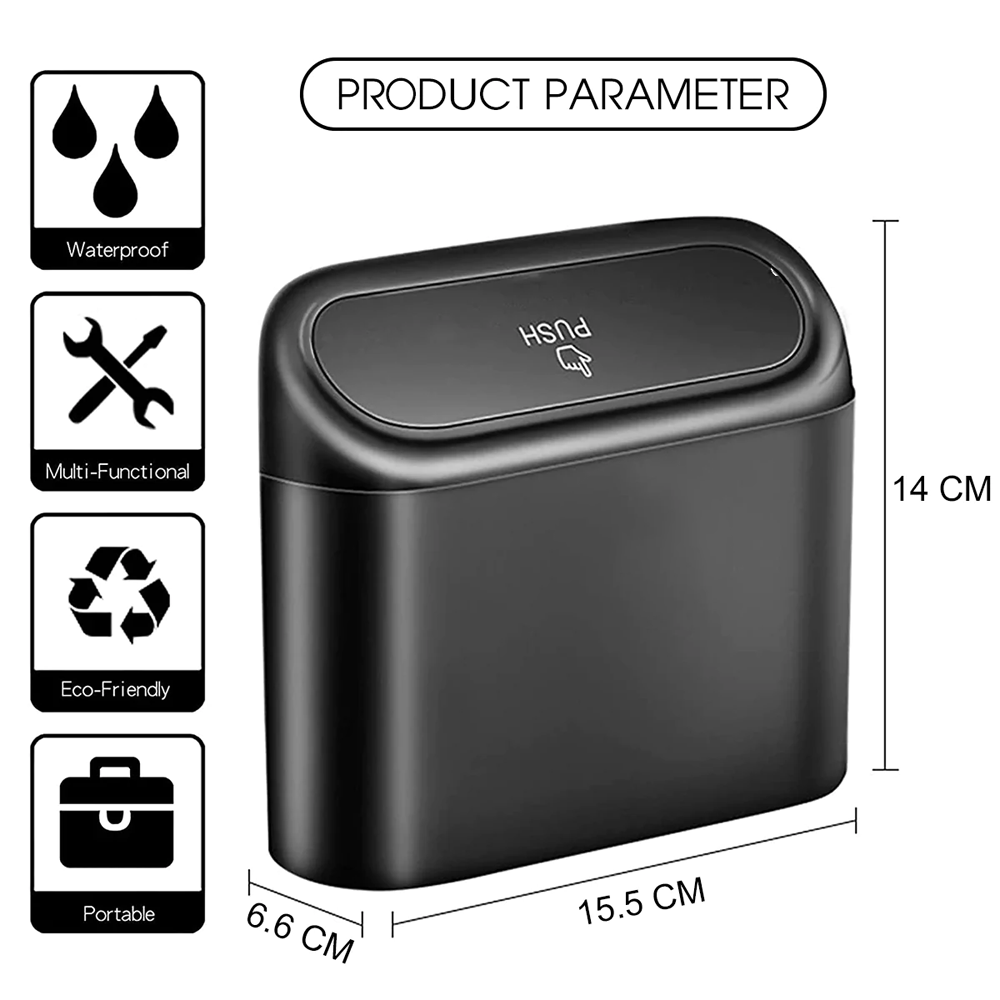 Delicate Leather Car Trash Can with Lid – Custom-Fit for GMC, Mini Waterproof Garbage Bin with Trash Bags, Cute Car Organizer for Storage & Waste - Delicate Leather