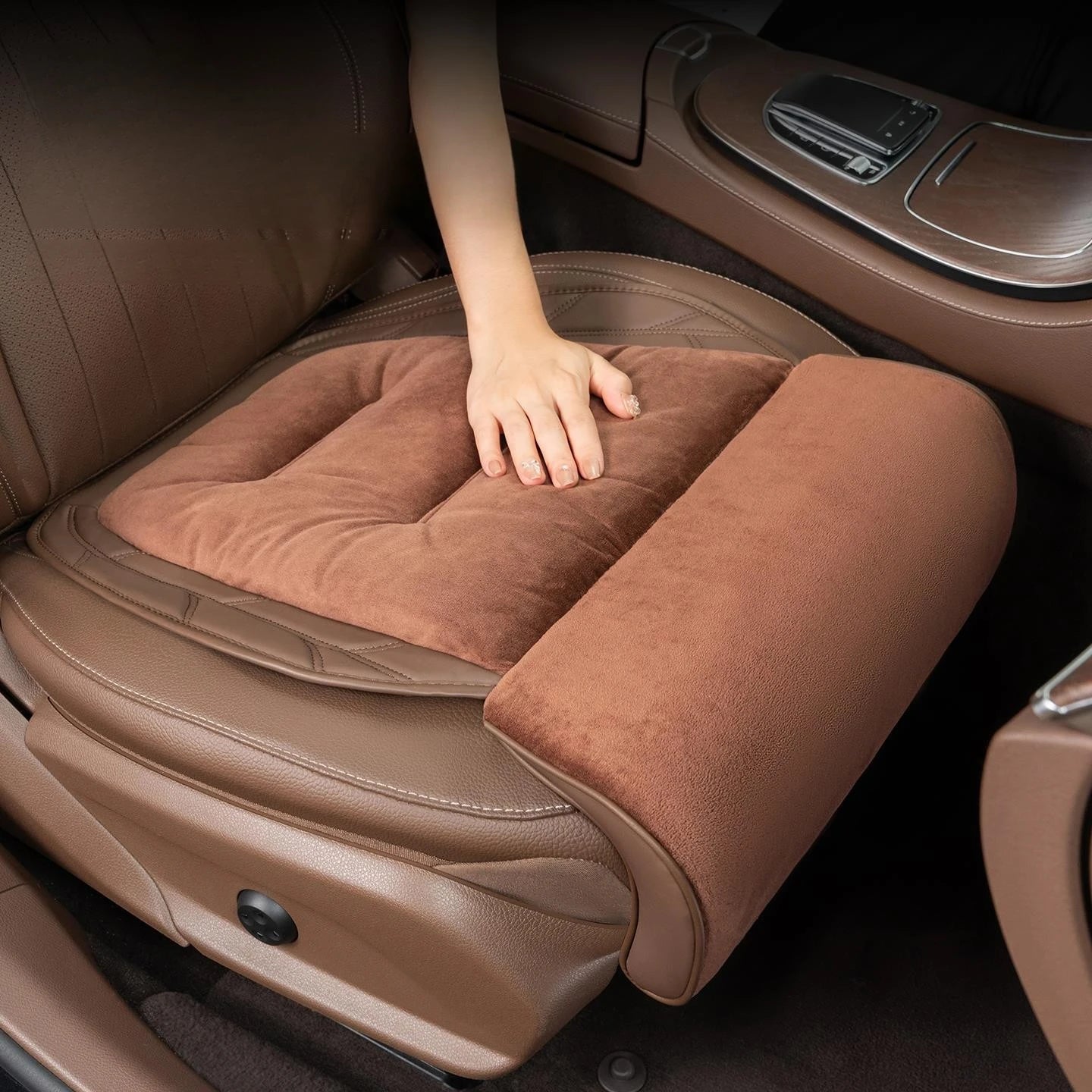 Car Seat Leg Support Extension – Flannel Leather Memory Foam Seat Extender Cushion, Universal Driver Leg Support Pad - Delicate Leather