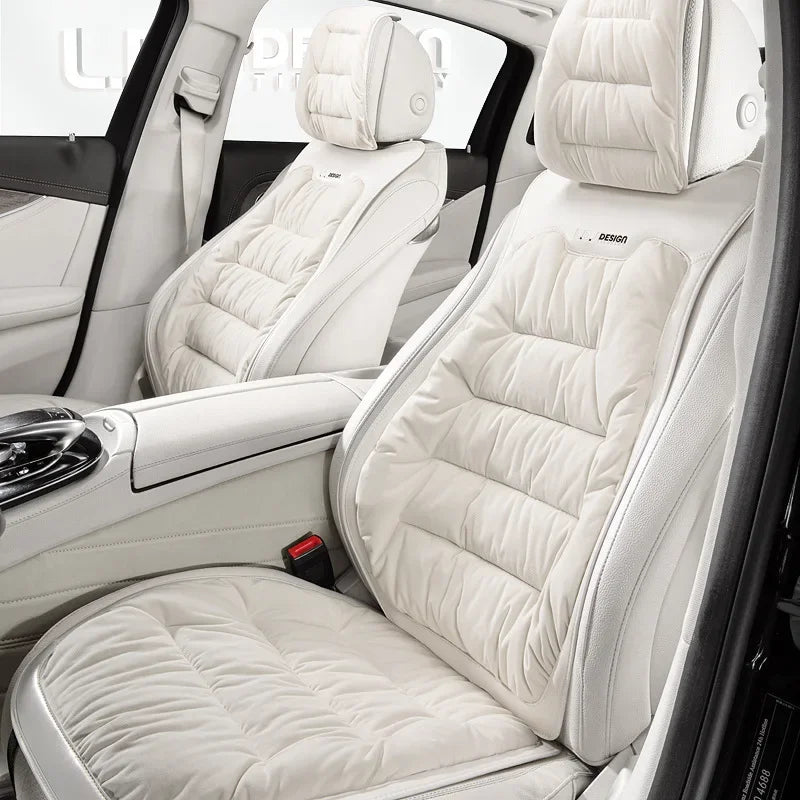 Universal Winter Down Car Seat Cover – Soft Breathable Warm Seat Cushion Protector for Car Interior - Delicate Leather