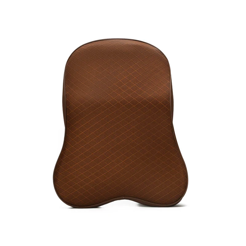 Premium Memory Foam Car Lumbar and Neck Pillow Car Seat Neck Pillow Waist Cushion for Neck Pain and Headrest Support - Delicate Leather