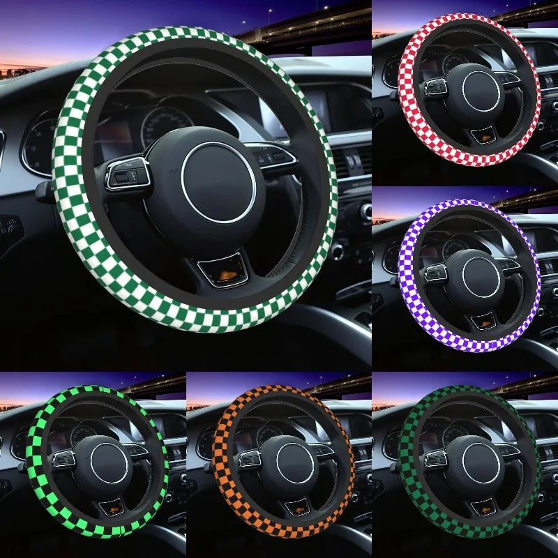 Lightly Padded Non Slip Steering Wheel Cover - Checkers Style , Car Steering Wheel Cover, Car Accessories 16