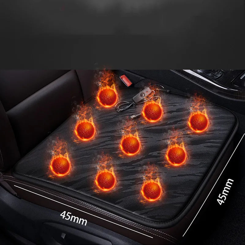 5V USB Heated Seat Cushion – Winter Warmer Anti-Slip Chair Pad for Car, Office & Home (Universal 45×45 cm) - Delicate Leather
