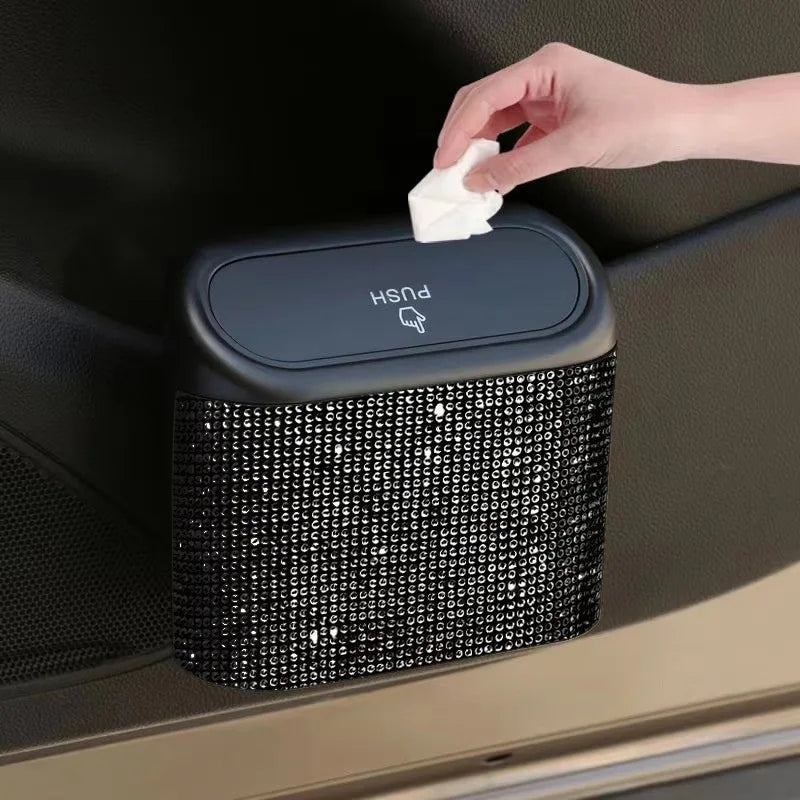 Car Door Trash Bin – Compact Plastic Garbage Can with Umbrella Storage, Seat Back Organizer - Delicate Leather