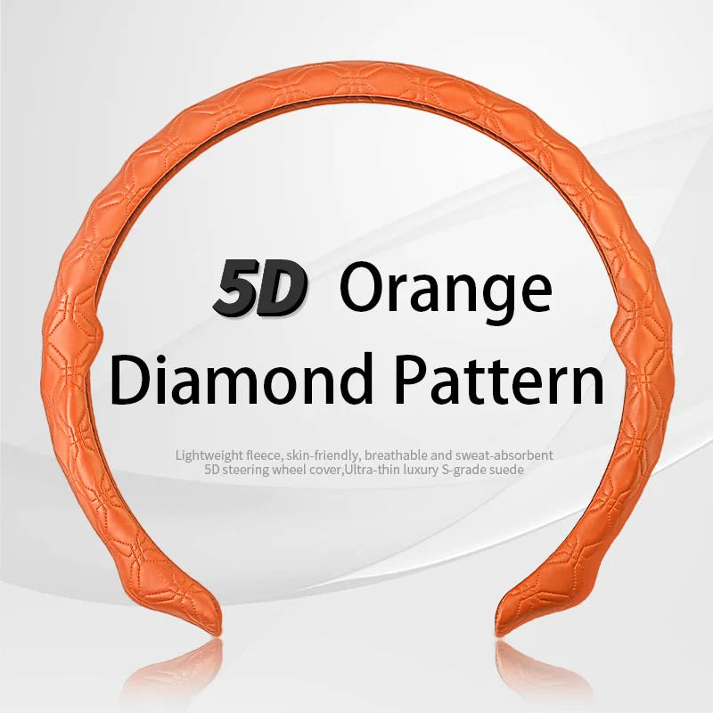 5D Diamond Steering Wheel Cover – Breathable Ultra-Thin Anti-Slip Universal Fit - Delicate Leather