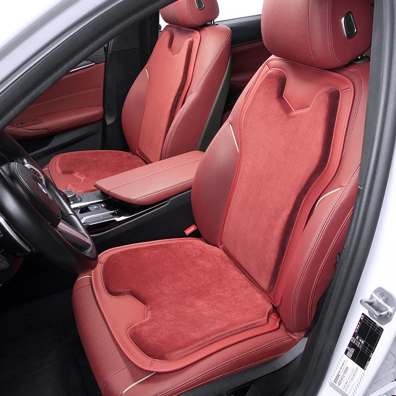 Car Seat Cover Cushion - Warm Flannel Soft Memory Foam Seat Protector Booster Pad - Winter Seat Accessories - Delicate Leather