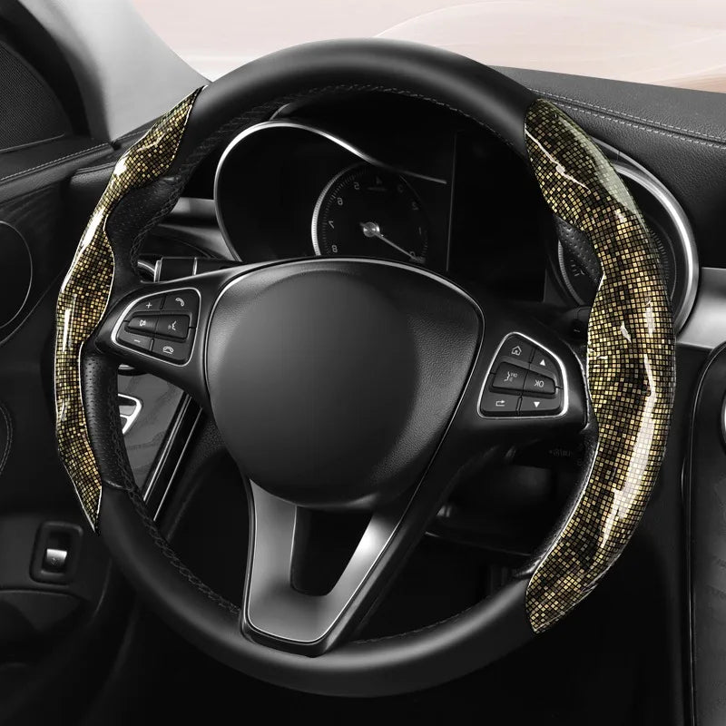 High-Quality PU Leather Snap-On Steering Wheel Cover – Thin, Light, Shiny, Comfortable Universal Wheel Protector - Delicate Leather