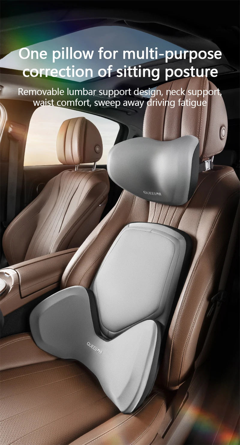 Car Headrest Pillow Auto Neck Cushion Car Back Lumbar Pillow Slow Rebound Guard Head Support for Universal Car - Delicate Leather