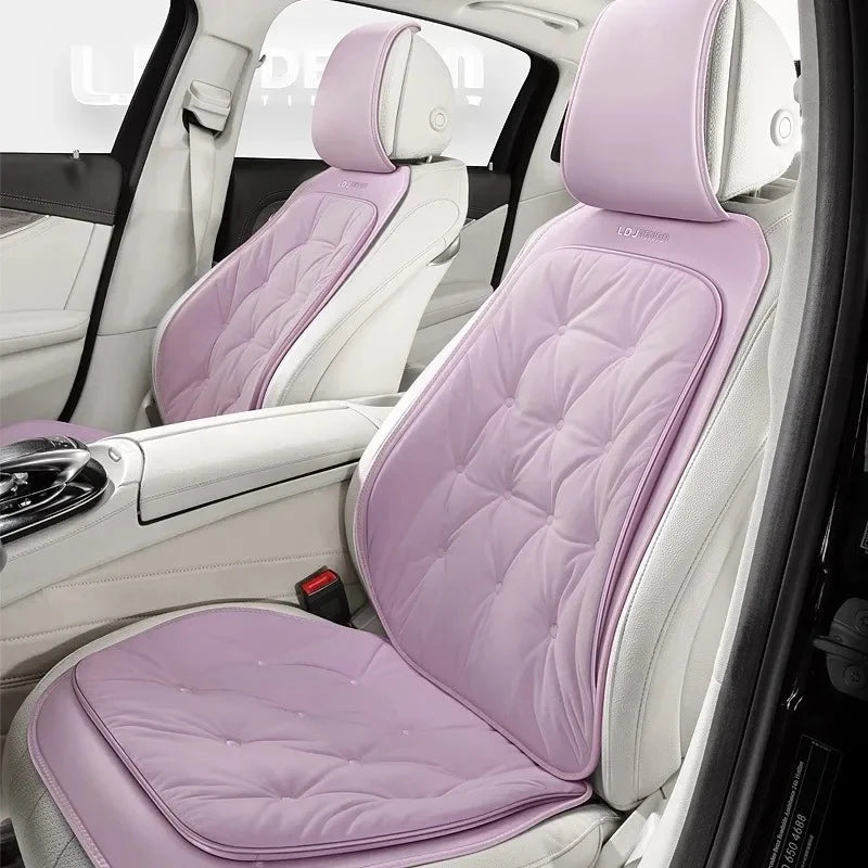Cute Plush Car Seat Covers Full Set – Universal Four-Season Car Seat Protection Cushion - Delicate Leather