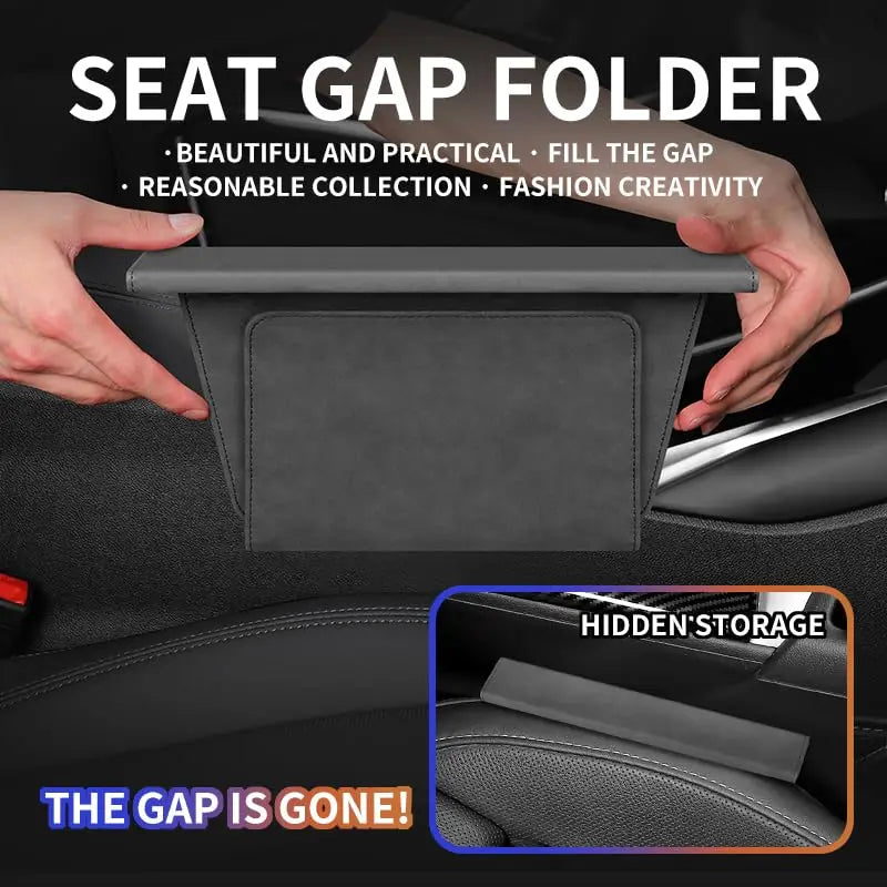 Car Seat Gap Plug & Organizer – Suede Storage Folder with Magnetic Closure, Anti-Drop, Noise Reduction - Delicate Leather