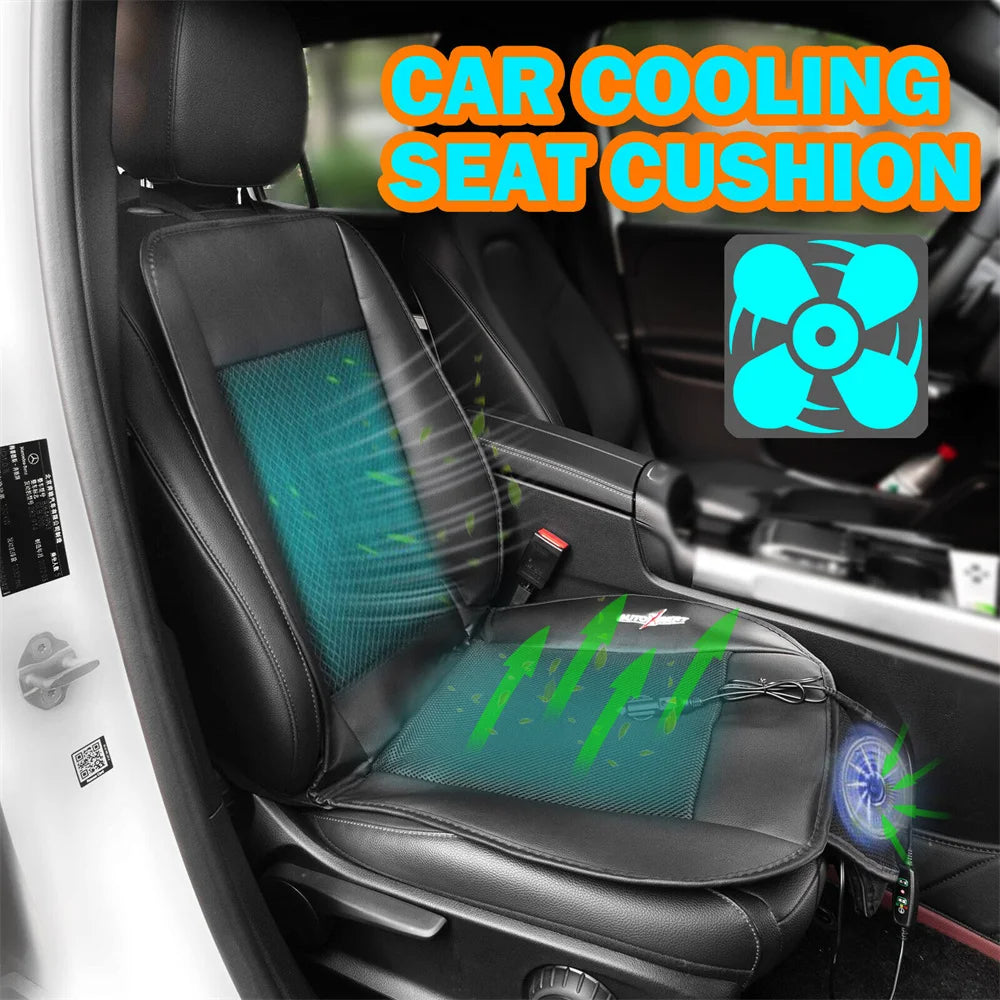 Summer Cool Blowing Ventilation Car Seat Air Cooling Cushion: Auto Seat Cooling Pad with Cigarette Lighter Controller for Enhanced Comfort During Hot Weather - Delicate Leather