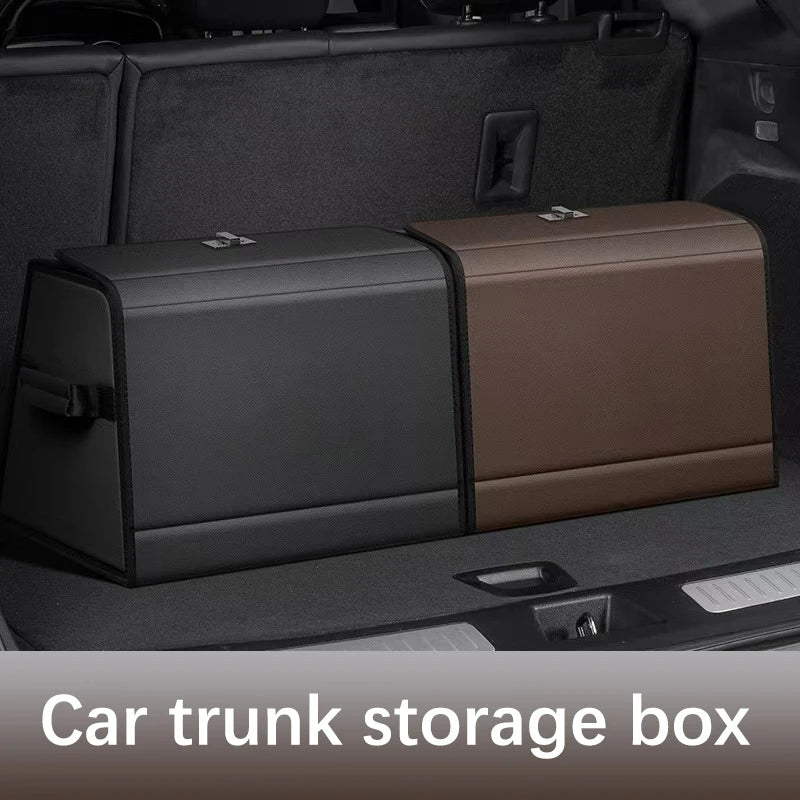 Multi-Functional Foldable Car Trunk Storage Box - Vehicle Interior Organizer Bag - Rear Seat Storage Container - Delicate Leather