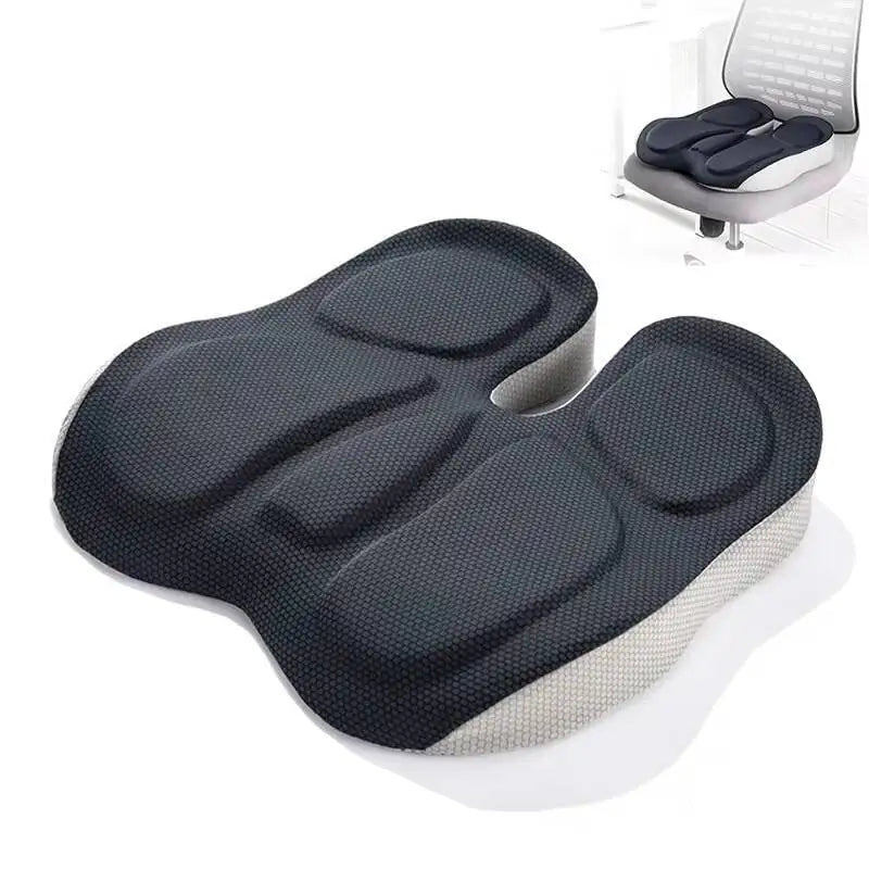 Memory Foam Seat Cushion – Non-Slip Contoured Chair Pad for Office & Car - Delicate Leather