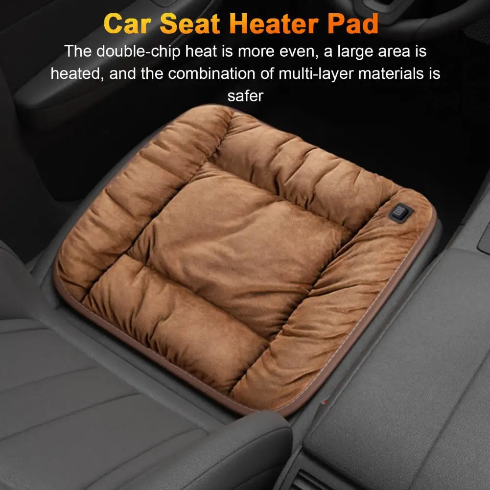 USB Powered Heated Car Seat Cushion – Fast Heating Wear-Resistant Winter Seat Warmer with Adjustable Temperature and Auto-Off - Delicate Leather