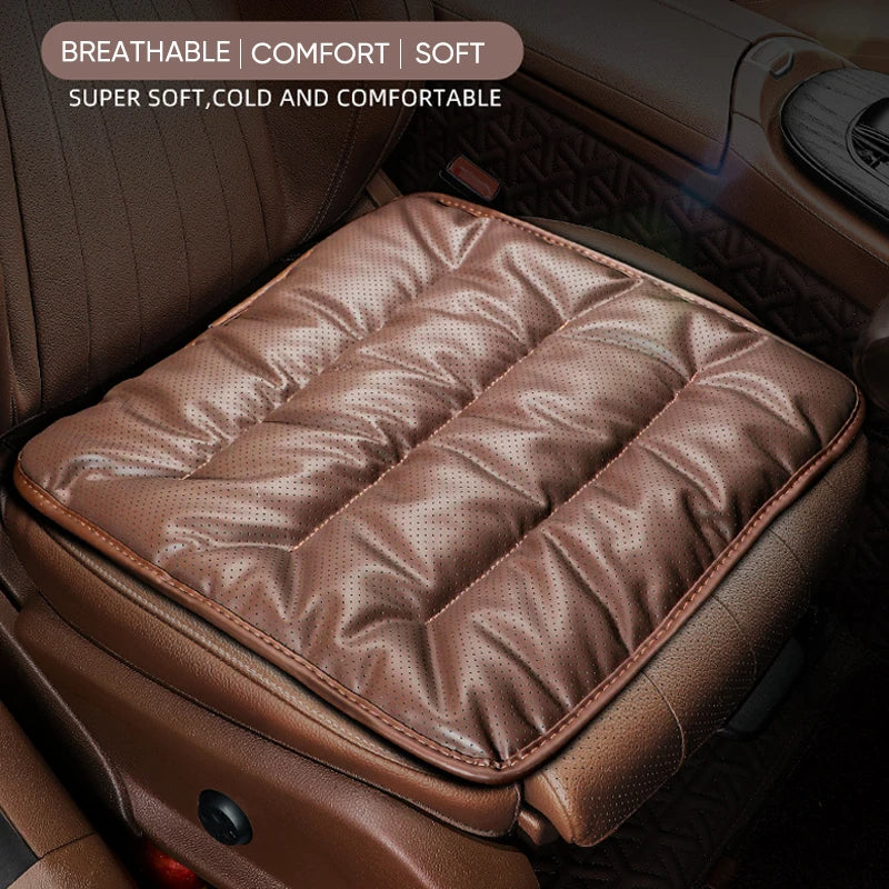 Nappa Leather Car Seat Cover – Universal Waterproof Seat Cushion & Anti-Slip Protector Mat - Delicate Leather