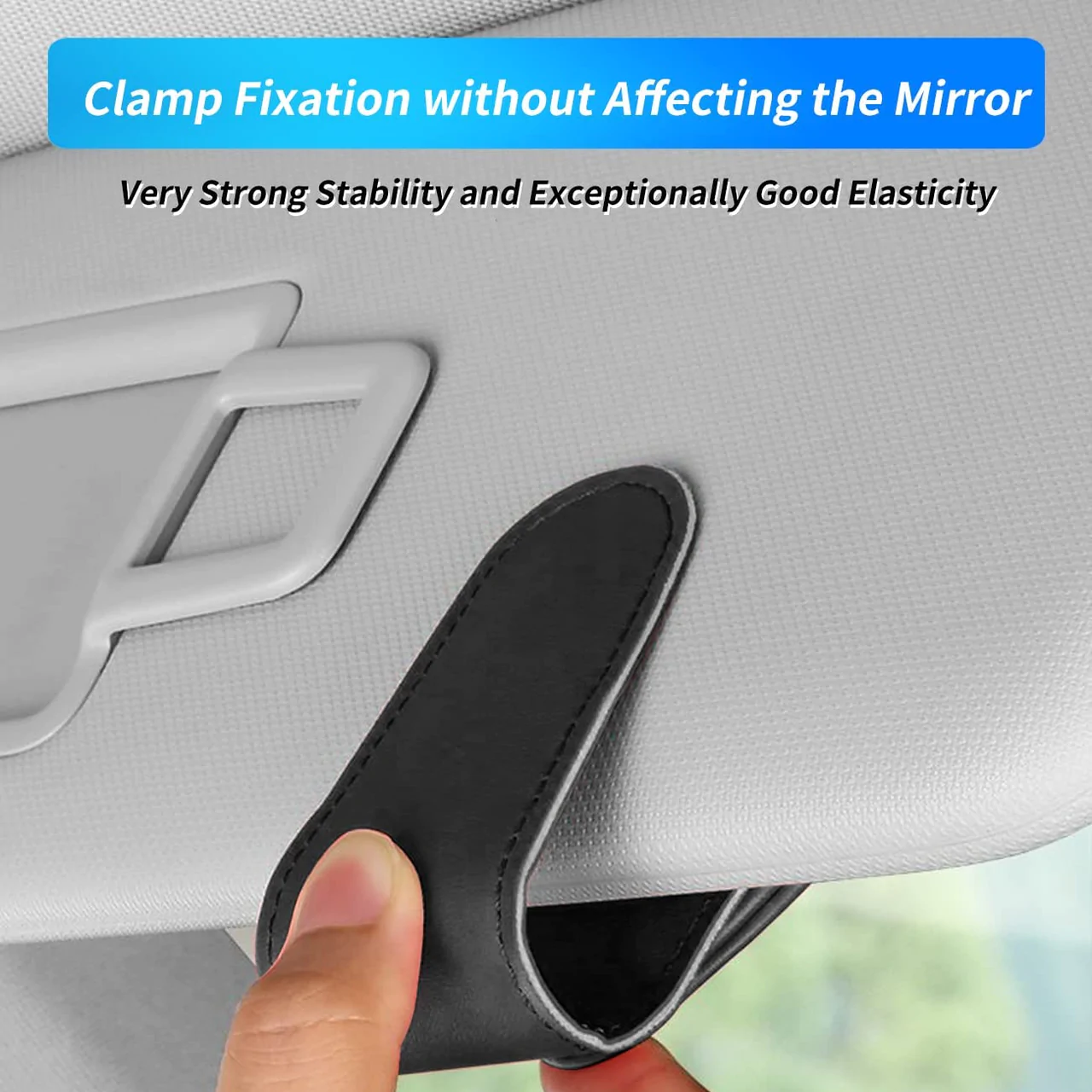 Car Sunglasses Holder, Custom-Fit For Dodge, Magnetic Leather Glasses Frame 2024 Update DLDE230 - Delicate Leather