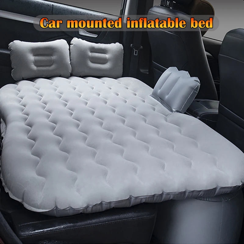Universal Car Inflatable Bed with Headrest, Universal Fit for SUV, Pickup, Home, Travel & Outdoor Camping - Delicate Leather