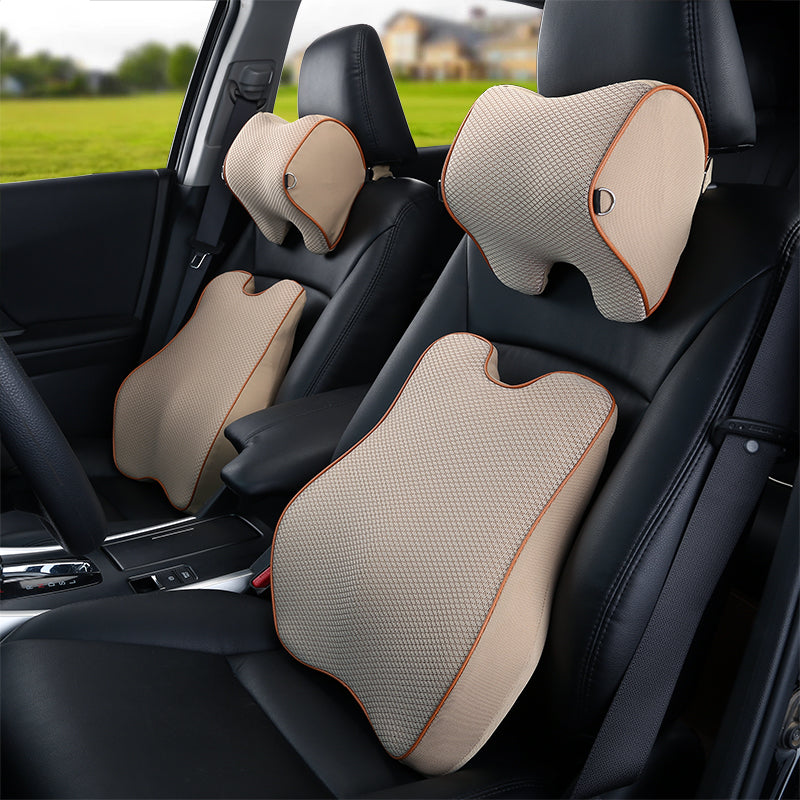 3D Memory Foam Adjustable Therapeutic Car Seat Neck Headrest Support Pillow - Delicate Leather