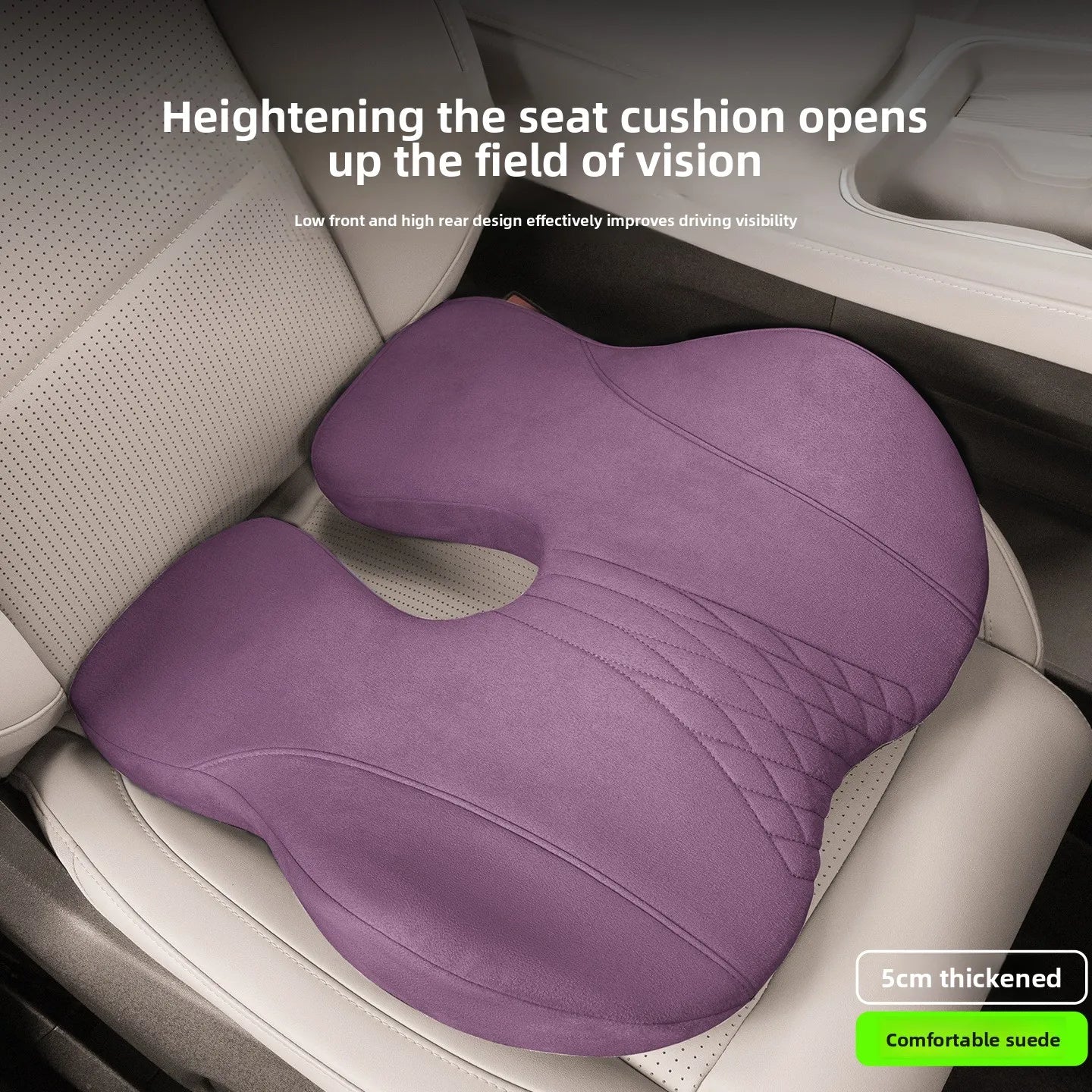 U-Shape Memory Foam Seat Cushion – Breathable Universal Car Seat Pad with Non-Slip Base - Delicate Leather