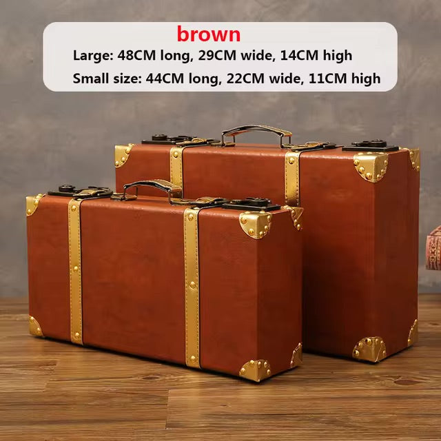 Customized Vintage Travel Suitcases Large Capacity Wooden Luggage, Clothes Storage Organizer Boxes, Decorative Props