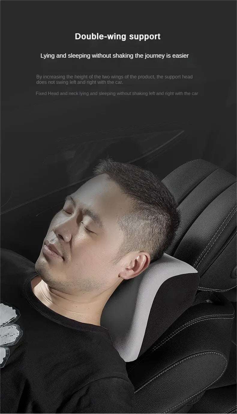 Ergonomic Memory Foam Neck Pillow – Universal Car Seat Head & Neck Support Cushion - Delicate Leather