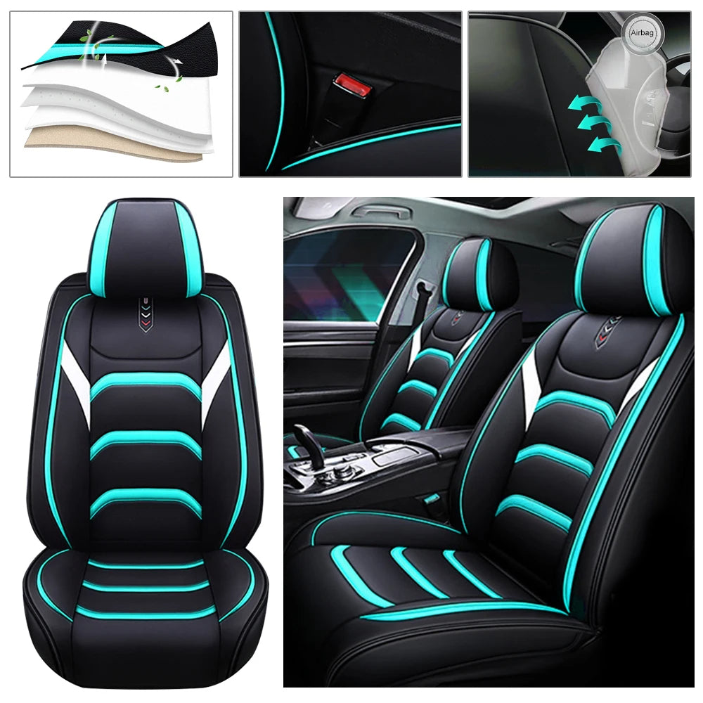 PU Leather Car Seat Covers for Front 2 Seats – Waterproof, Non-Slip, and Comfortable Green Cushion - Delicate Leather